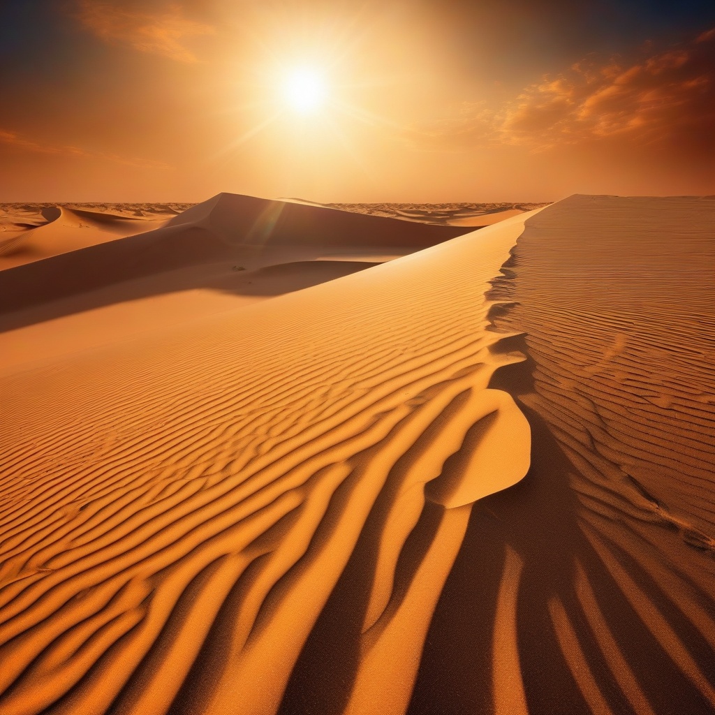 Sunny Sahara Desert with Sand Dunes